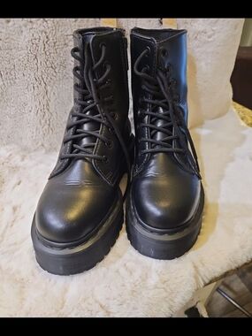 Dr. Martens Airwair Black Lace-Up Platform Ankle Boots
